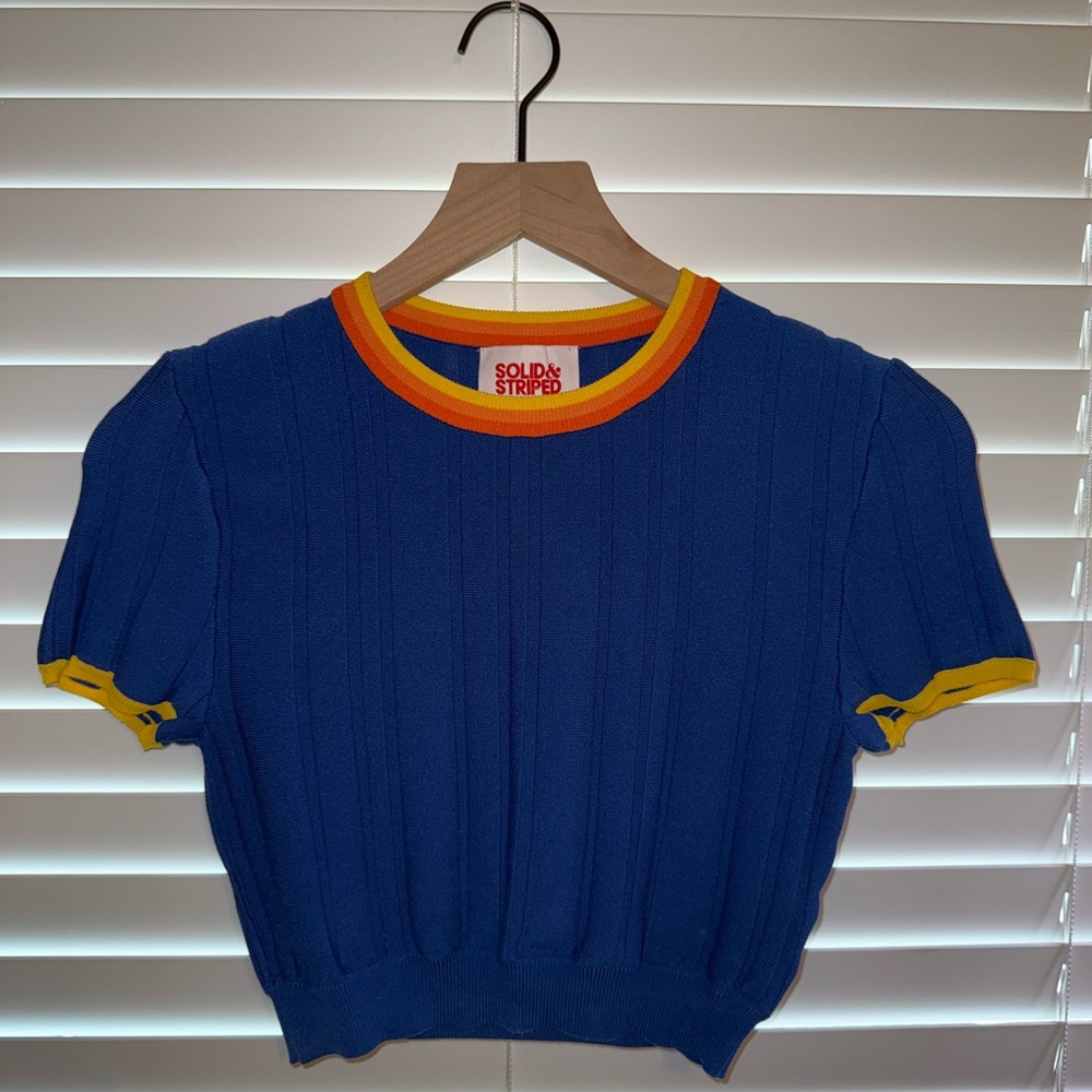SOLID & STRIPED Blue and Orange Wide Leg Pants